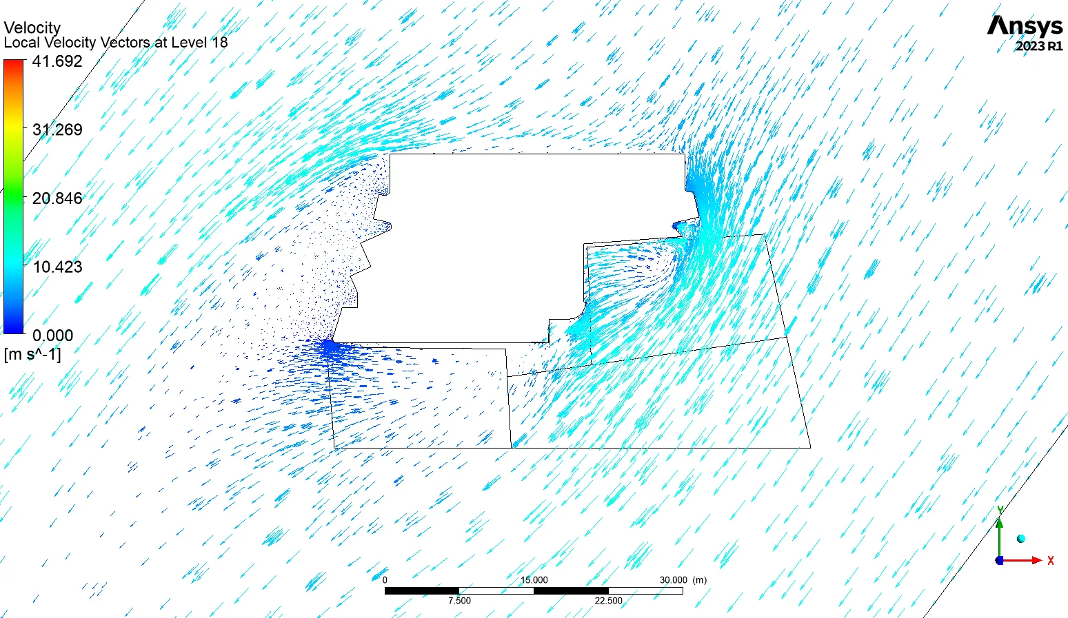 Temperature plume at Level 18 for the icon oceania CFD study