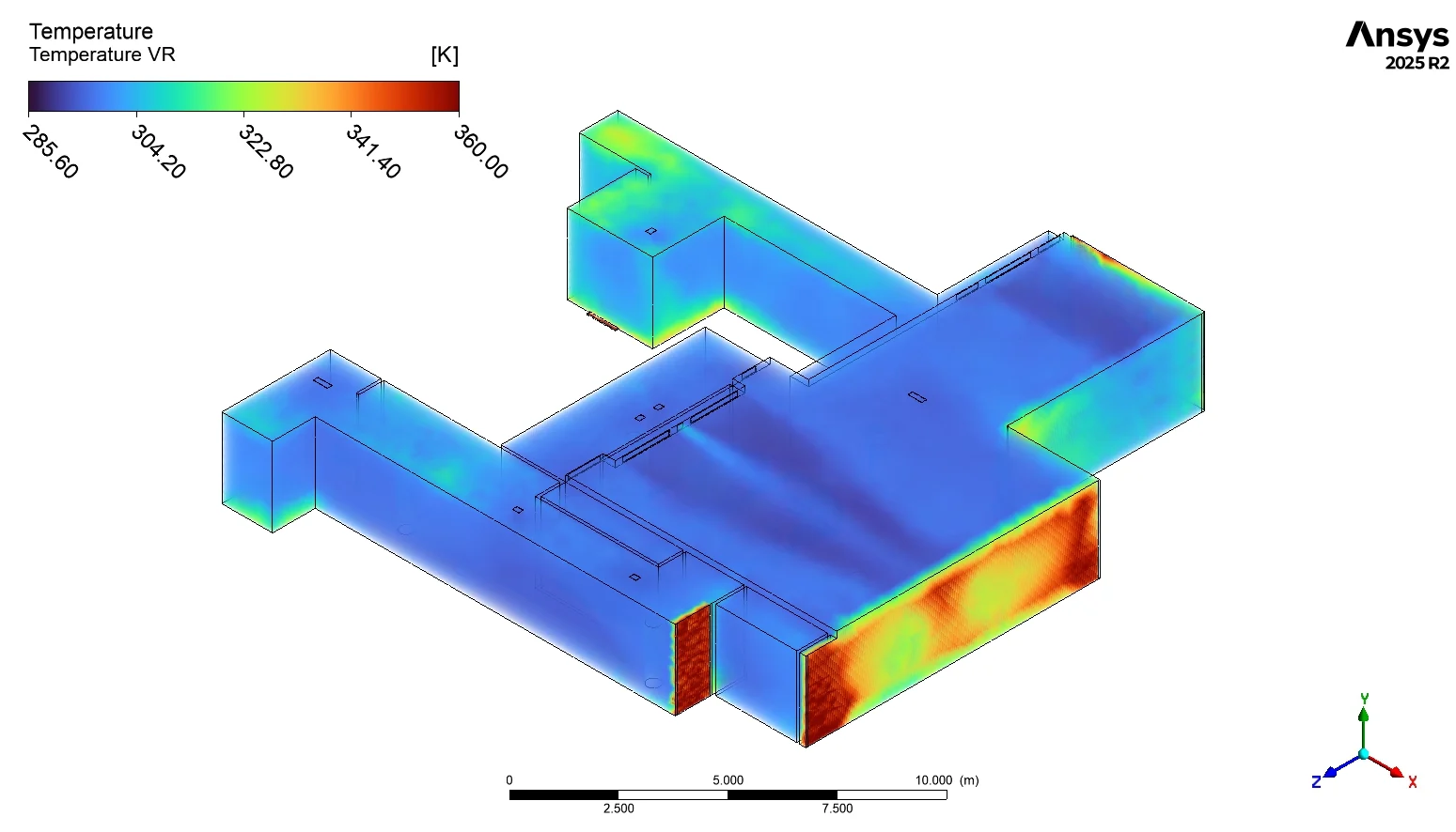 Apartment temperature volume rendering for the luxury apartment ac CFD study
