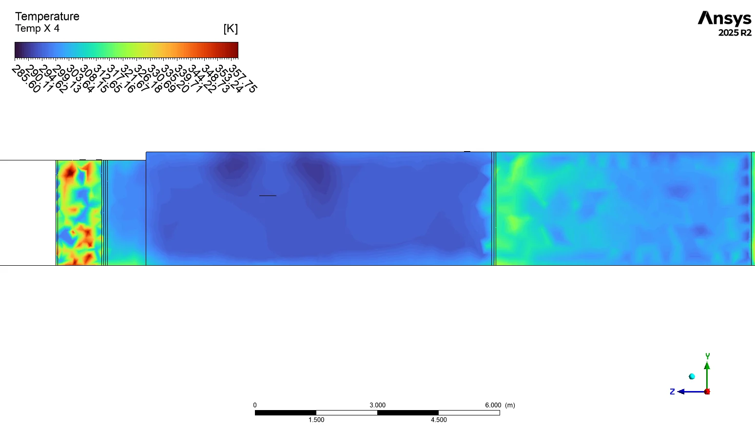 Temperature through living zones for the luxury apartment ac CFD study