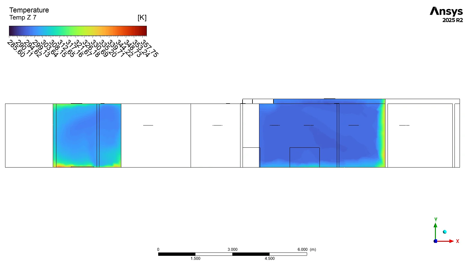 Temperature at occupied level for the luxury apartment ac CFD study