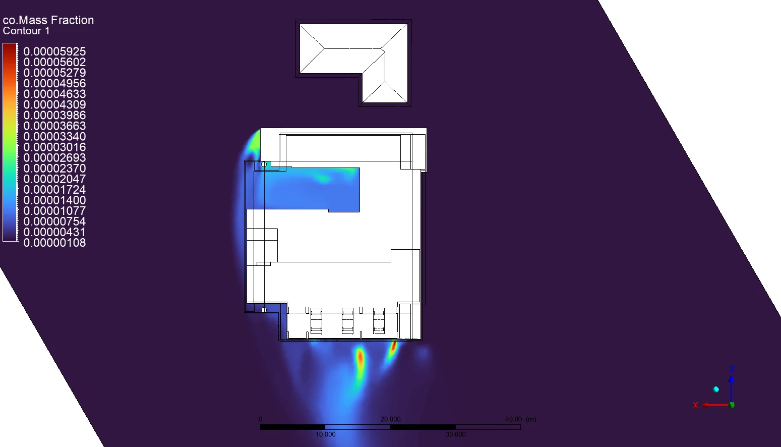 External CO dispersion contour for the madeline co CFD study