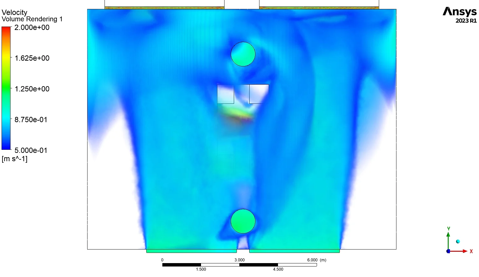 Velocity volume rendering for the paint booth CFD study