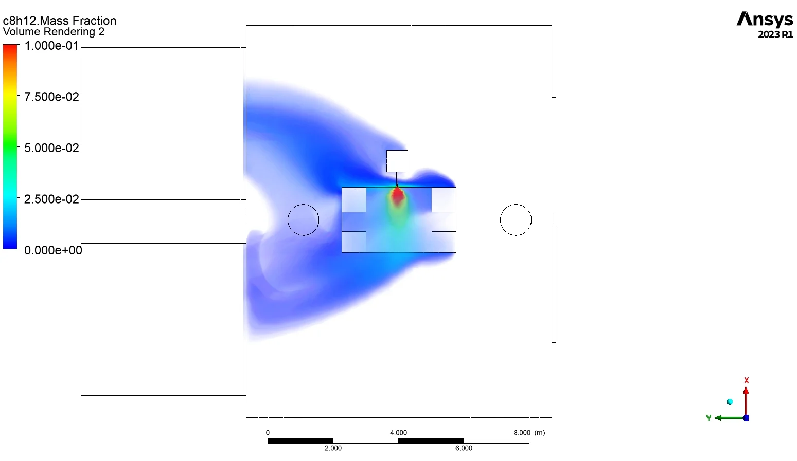 Xylene dispersion volume rendering for the paint booth CFD study