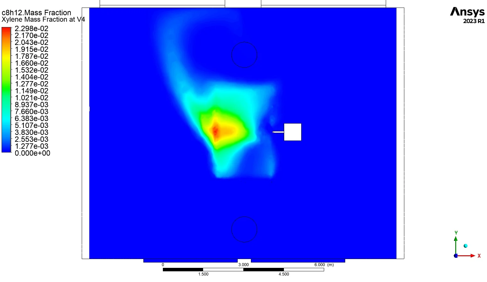 Xylene concentration section for the paint booth CFD study